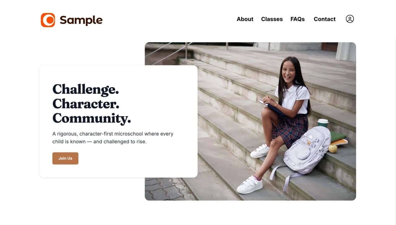 Challenge. Character. Community. — a warm classical template