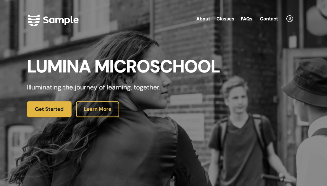 Lumina Microschool — a black and white template