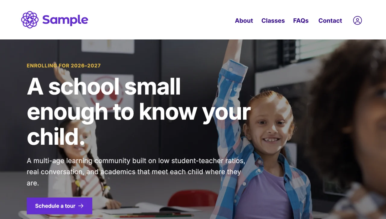 A school small enough to know your child — a violet template