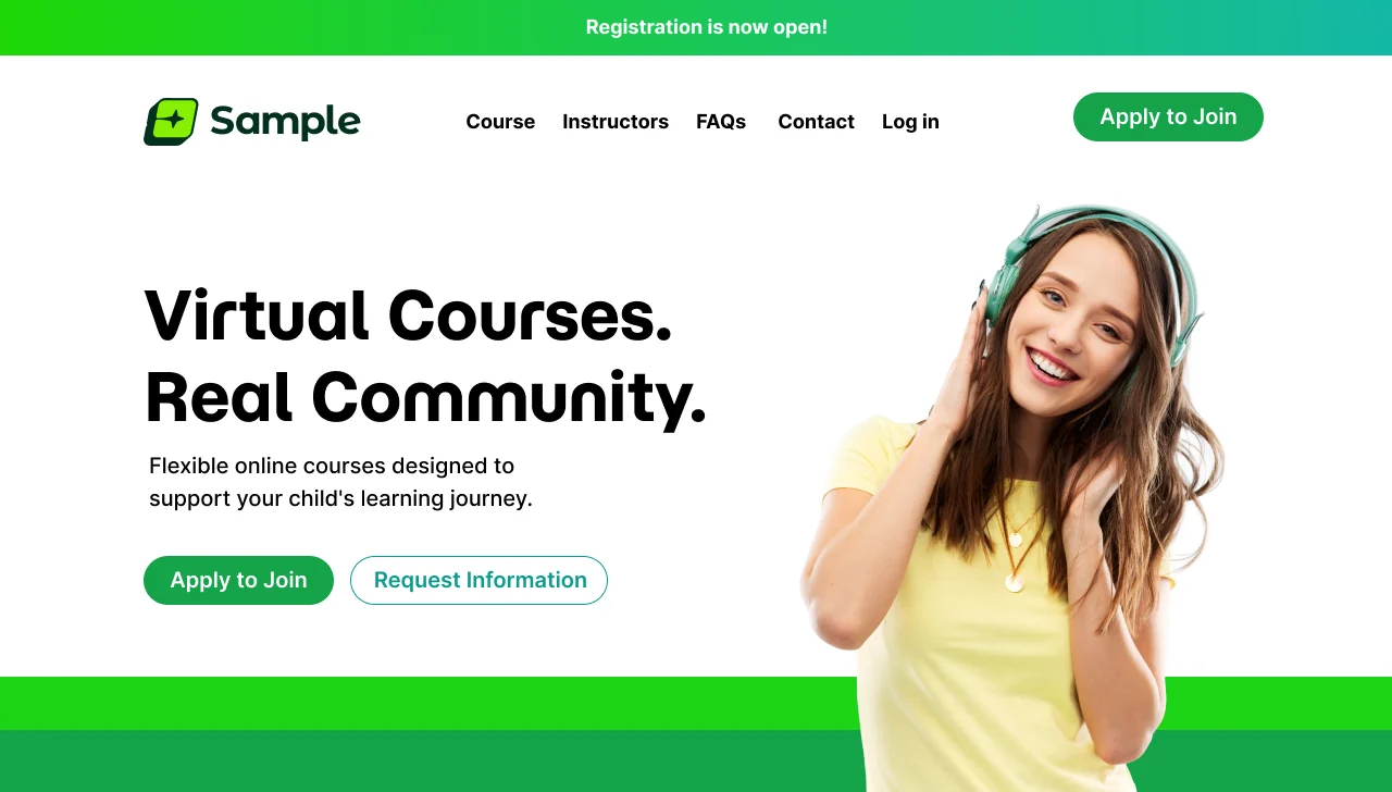 Virtual Courses. Real Community. — a green template for online classes