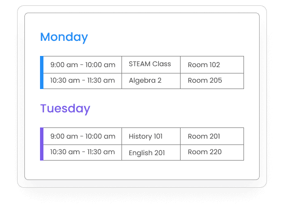 Class Schedule Image